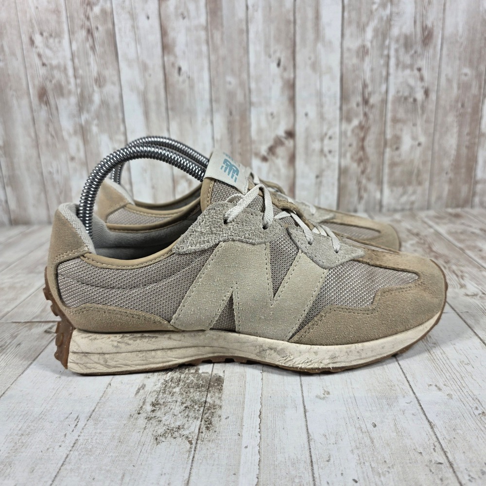 New Balance 327 Womens 7 GS327RE Beige Tan Suede Mesh Retro Lifestyle Sneakers